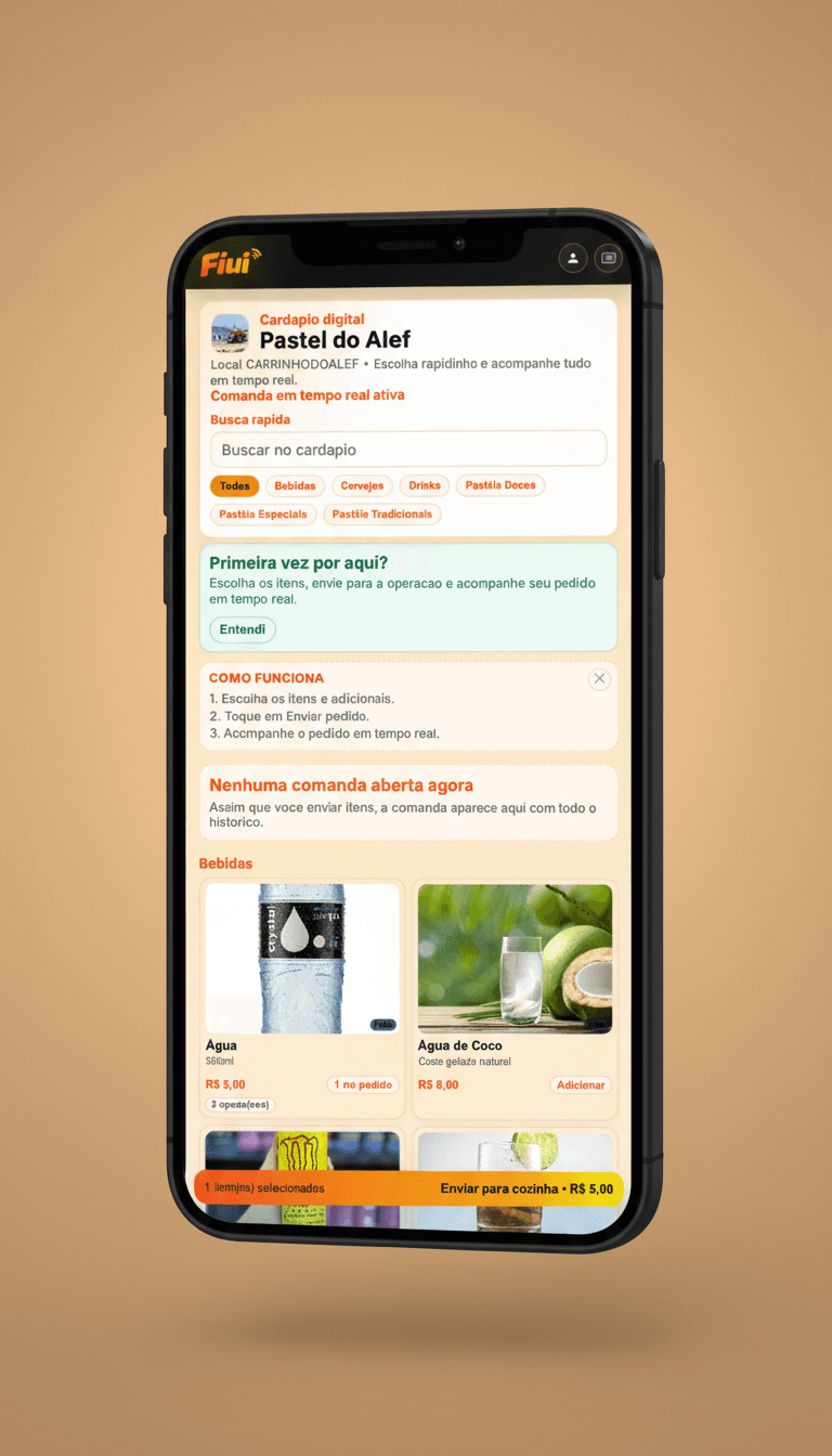 Preview do cardápio Fiui no celular
