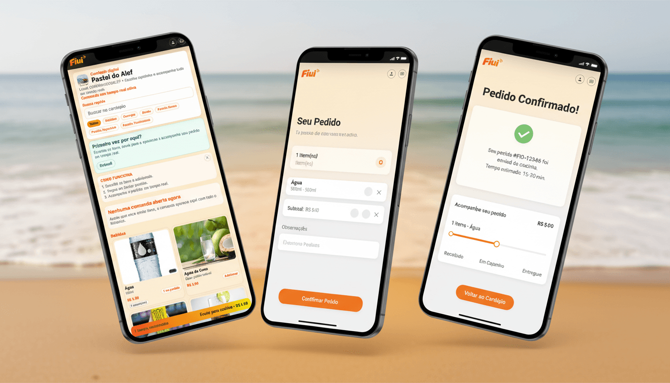 Fluxo do cliente no Fiui em tres telas
